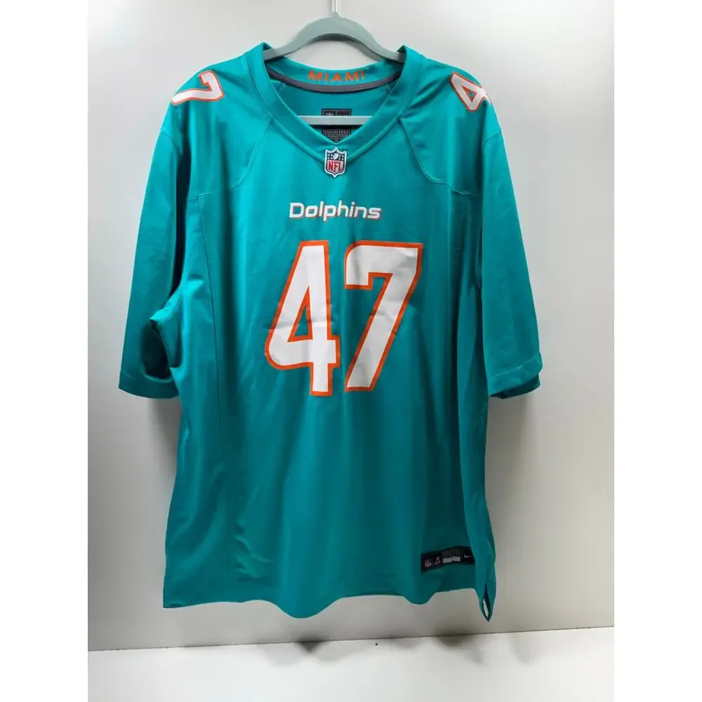 Nike Miami Dolphins 47 Jersey Sz XL NFL Teal Orange V Neck Football Sportswear